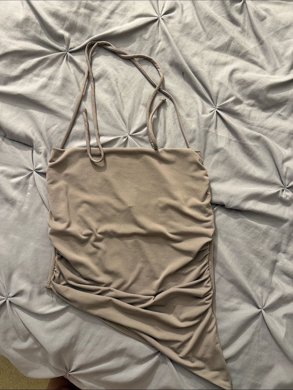 Fashion Nova Beige Asymmetrical Crop Top